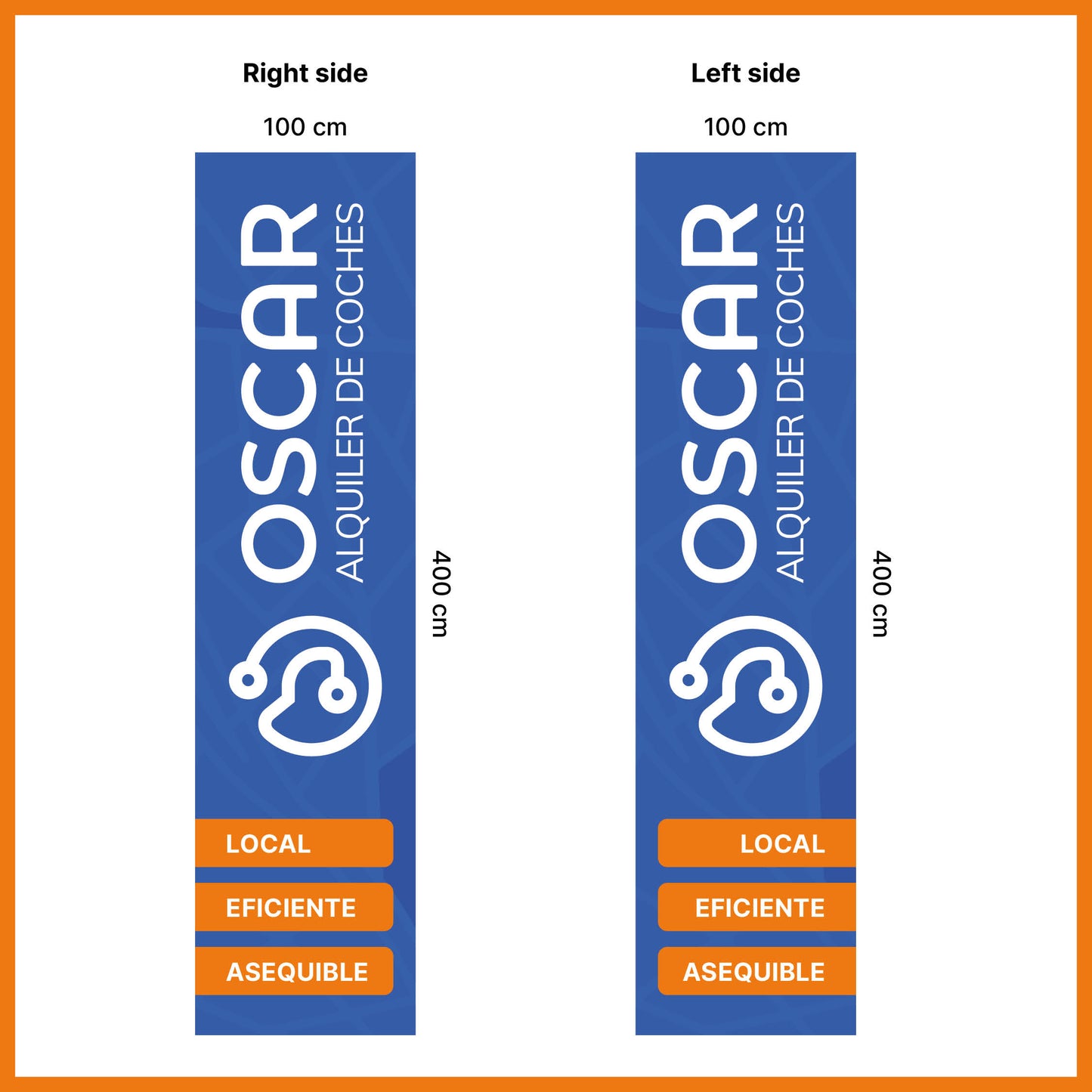 Bandera tipo vela 1 x 4 m