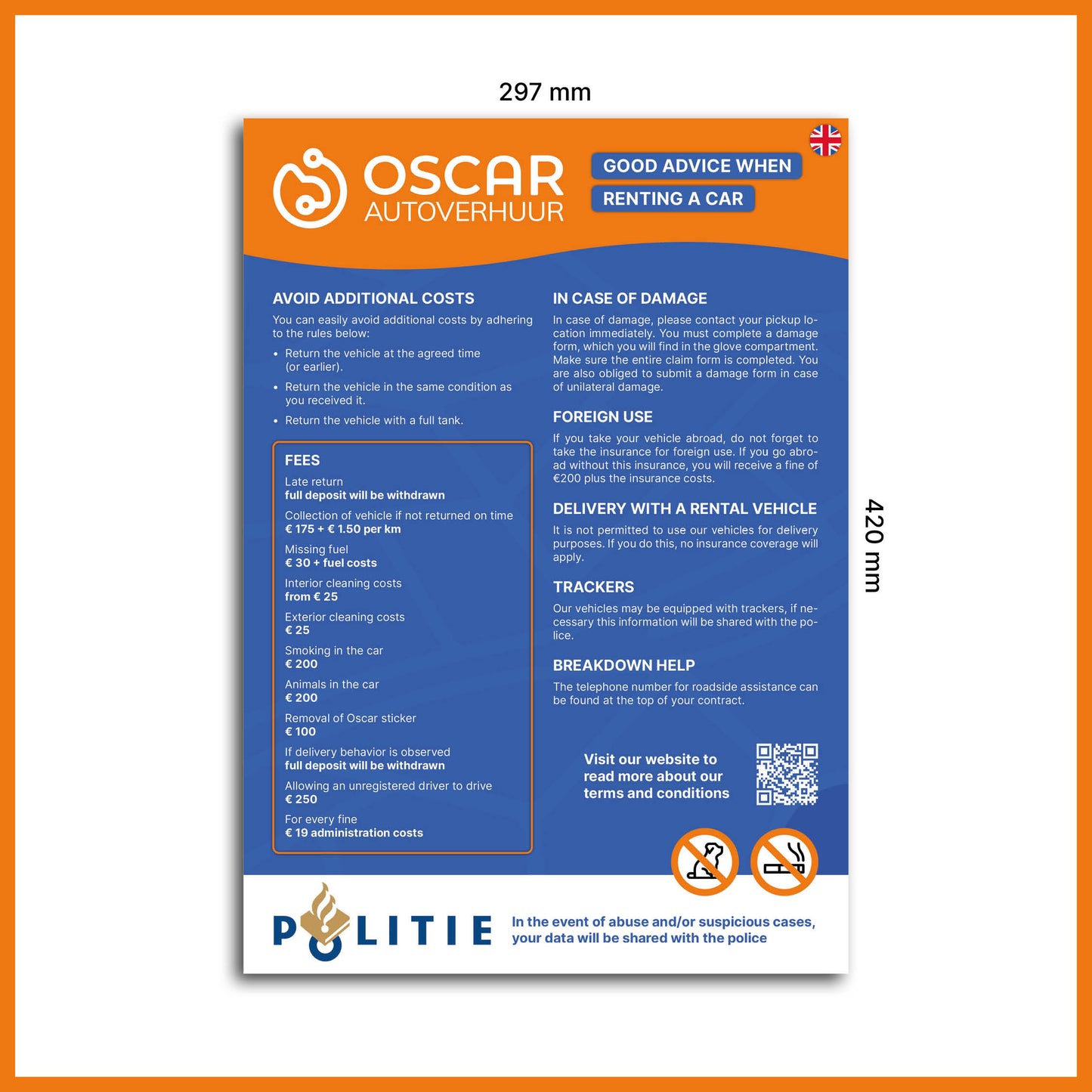 Bord ‘Voorkom kosten’ – A3