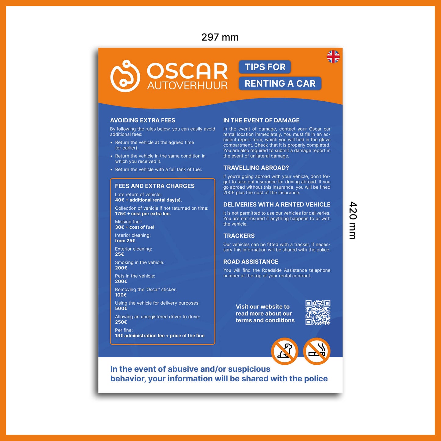 Avoid fees sign - A3