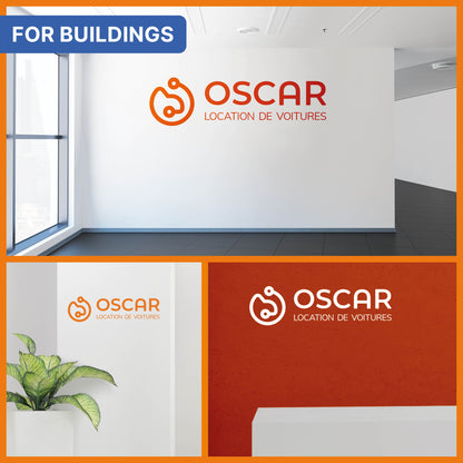 Contoursticker met oranje logo 300 x 85 mm