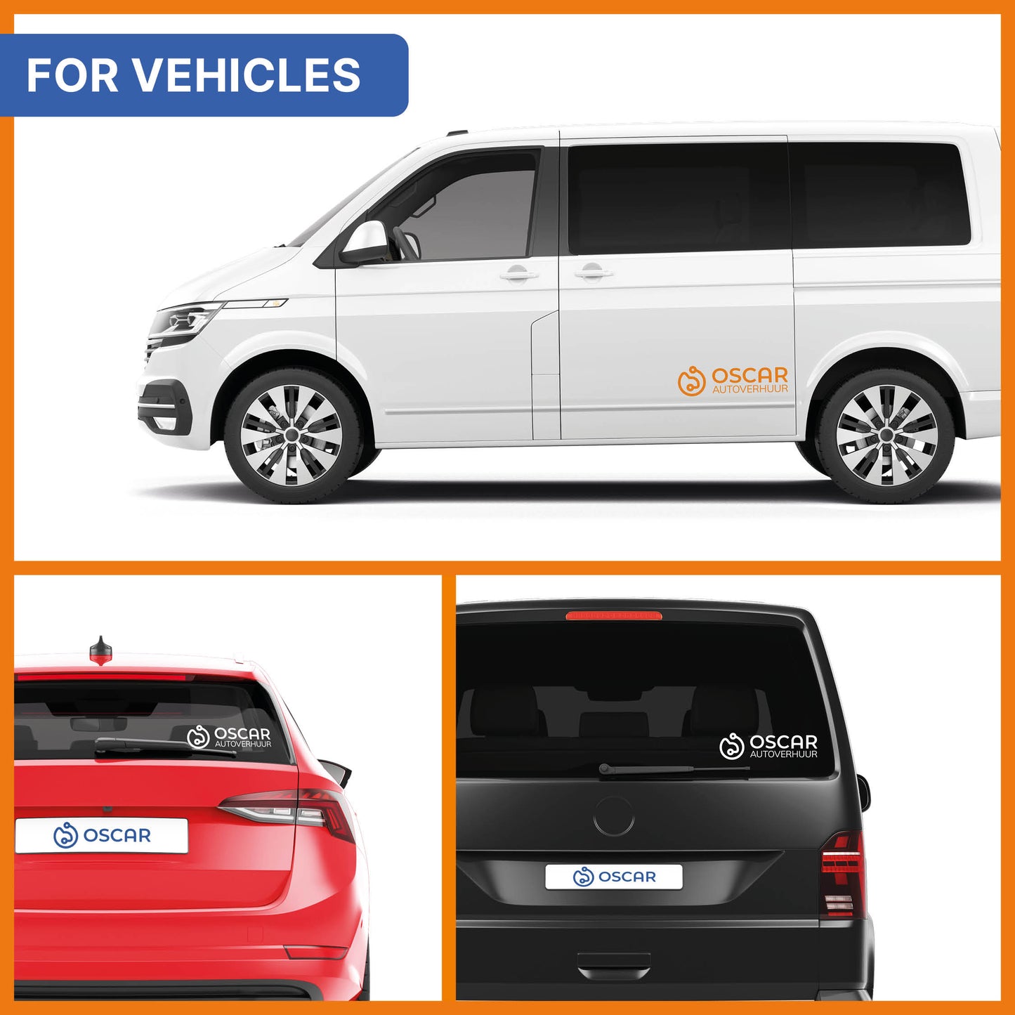 Contoursticker met oranje logo 300 x 85 mm