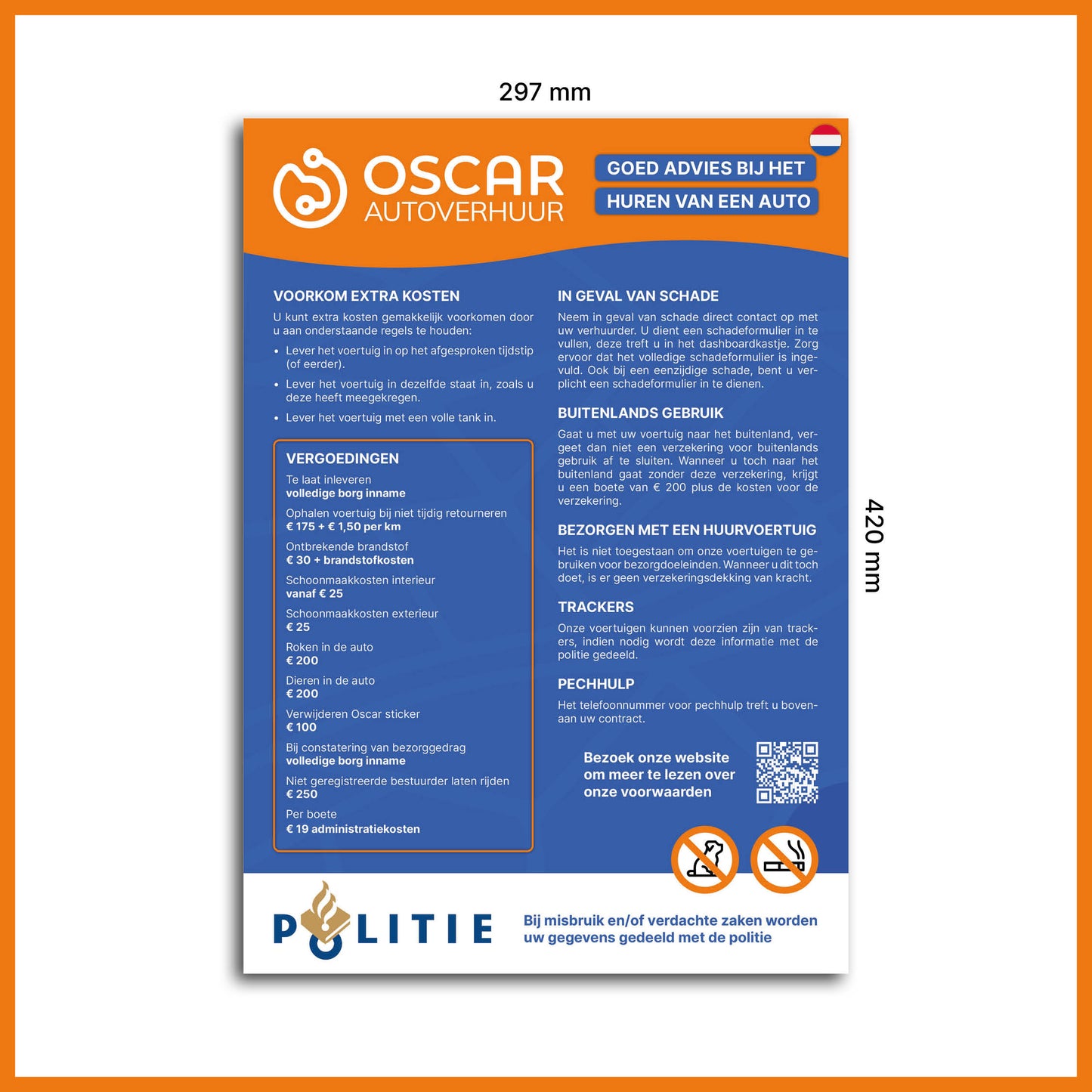 Bord ‘Voorkom kosten’ – A3